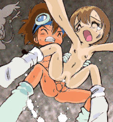  1boy 1girl brother_and_sister brown_hair clenched_teeth closed_eyes digimon digimon_(creature) digimon_adventure flat_chest hetero incest loli open_mouth penis rape siblings tailmon teeth testicles yagami_hikari yagami_taichi  rating:Explicit score:77 user:zeromaru