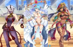  3girls animated black_hair bodysuit bouncing_breasts breasts cleavage highres large_breasts long_hair multiple_girls nanael_(queen&#039;s_blade) navel queen&#039;s_blade queen&#039;s_blade_limit_break revealing_clothes sankara_(queen&#039;s_blade) shizuka_(queen&#039;s_blade) skin_tight tagme tattoo underboob video 