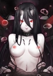 10s 1girl abyssal_ship battleship_princess breasts buckle closed_mouth collar collarbone hair_between_eyes horns k_jin kantai_collection long_hair medium_breasts navel nipples nude pale_skin purple_lips red_eyes smile solo stomach topless tsurime upper_body very_long_hair water water_drop rating:Questionable score:47 user:danbooru