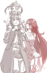  1boy 2girls ahoge cape cloak closed_eyes cordelia_(fire_emblem) family father_and_daughter fire_emblem fire_emblem_awakening garter_straps gloves happy highres husband_and_wife long_hair monochrome mother_and_daughter multiple_girls nintendo open_mouth red_hair robin_(fire_emblem) robin_(male)_(fire_emblem) rtil severa_(fire_emblem) simple_background thighhighs thighs twintails very_long_hair zettai_ryouiki  rating:Sensitive score:24 user:jhonka