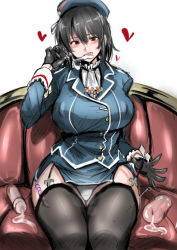 10s 1girl artificial_vagina bad_id bad_pixiv_id black_hair black_thighhighs blush breasts couch covered_erect_nipples garter_straps gloves kantai_collection large_breasts licking lube panties pantyshot sex_toy sitting solo takao_(kancolle) thighhighs tongue tongue_out ulrich_(tagaragakuin) underwear white_background white_panties rating:Explicit score:25 user:danbooru