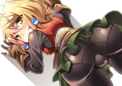 10s 1girl ahoge ass black_pantyhose blonde_hair breasts brown_gloves cameltoe earrings gloves granblue_fantasy green_eyes green_skirt jewelry leaning leaning_forward miniskirt nyagakiya open_mouth panties panties_under_pantyhose pantyhose pantylines shiny_clothes short_hair simple_background skirt solo teena_(granblue_fantasy) underwear white_background white_panties yellow_eyes rating:Questionable score:29 user:armorcrystal