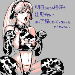  1girl animal_ears areola_slip breast_cutout breasts character_request collar copyright_request dog_ears large_breasts long_hair navel open_mouth saiwai_hiroshi translation_request  rating:Explicit score:5 user:Awomidoro