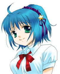  00s blue_hair green_eyes kurono_kurumu ribbon rosario+vampire short_hair solo  rating:Sensitive score:3 user:meemeeshion