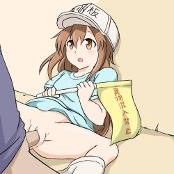  artist_request blush bottomless breasts brown_eyes brown_hair decensored flat_chest hataraku_saibou hetero highres loli looking_at_another nude open_mouth platelet_(hataraku_saibou) pussy small_breasts spread_legs tagme third-party_edit uncensored vaginal  rating:Explicit score:124 user:we1zu