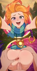  1boy 1girl anus armlet ass ass_grab bad_id bad_pixiv_id clothed_sex freckles hair_ornament heart heart-shaped_pupils hetero heterochromia highres jewelry league_of_legends long_hair merunyaa multicolored_hair necklace orange_hair penis portal_(object) sex smile sparkle spread_anus spread_ass symbol-shaped_pupils uncensored vaginal zoe_(league_of_legends)  rating:Explicit score:543 user:TodayWasBadDay