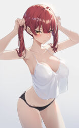  1girl breasts camisole cleavage heterochromia highres hololive houshou_marine large_breasts looking_at_viewer panties red_eyes red_hair reulem smile solo underwear virtual_youtuber yellow_eyes  rating:Sensitive score:33 user:victusr34