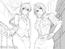  2girls kobayakawa_miyuki long_hair multiple_girls noriheita police police_uniform policewoman taiho_shichauzo tsujimoto_natsumi uniform 