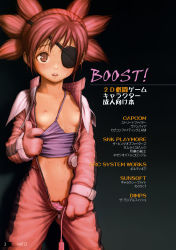  1girl :o absurdres belt black_background blush bodysuit bow bow_panties breasts camisole capelet character_name clitoris_slip clothes_pull collarbone company_name copyright_name cowboy_shot description eyepatch gloves gradient_background groin high_collar highres jumpsuit loli mito mito_(rumble_fish) mito_(the_rumble_fish) navel nipples nose_blush object_insertion open_belt open_bodysuit open_clothes panties panty_pull parted_lips pink_bow pink_eyes pink_gloves pink_panties presenting pulled_by_self pussy pussy_peek raised_eyebrows red_eyes red_hair remote_control_vibrator rustle scan sex_toy shadow shirt_pull short_hair short_twintails single_vertical_stripe sleeve_cuffs small_breasts solo spiked_hair spread_legs standing sweat tears text_focus the_rumble_fish the_rumble_fish_2 translation_request twintails uncensored underwear undressing unzipped vaginal vaginal_object_insertion vibrator vibrator_under_clothes vibrator_under_panties zipper 