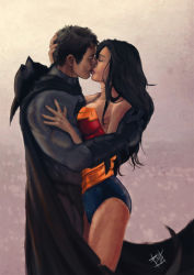 batman dc_comics dc_comics justice_league kiss wonder_woman rating:Sensitive score:0 user:Eiji
