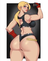  1girl ass breasts cammy_white highres jakuson_z large_breasts long_hair ponytail solo street_fighter  rating:Questionable score:0 user:jojosstand