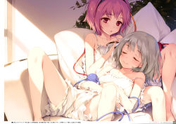 2girls :o absurdres bloomers breasts brushing_hair camisole check_translation child_on_child closed_eyes collarbone covered_erect_nipples crotchless crotchless_bloomers eyeball frills green_hair hair_brush hairband hat hat_ribbon heart heart_of_string highres indoors ke-ta komeiji_koishi komeiji_satori lap_pillow loli multiple_girls non-web_source partially_translated pillow pink_eyes pink_hair reclining ribbon shade short_hair siblings sisters sleeping small_breasts smile spread_legs strap_slip third_eye touhou translation_request underwear underwear_only white_bloomers wide_sleeves yuri rating:Questionable score:49 user:danbooru