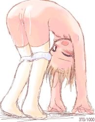 1girl anus ass bent_over blush cleft_of_venus cum flat_chest hands_reach_floor ikkyuu loli nipples nude oekaki panties panty_pull pussy simple_background socks solo source_request tagme thighhighs uncensored underwear rating:Explicit score:25 user:Tom23