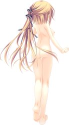  1girl ass back barefoot blonde_hair breasts completely_nude facing_away feet full_body hair_ribbon highres kneepits long_hair medium_breasts nipples nude official_art oogaki_hinata otome_domain ribbon soles solo standing standing_on_one_leg tatekawa_mako toes transparent_background very_long_hair  rating:Questionable score:20 user:danbooru