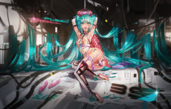 1girl absurdly_long_hair absurdres anal_beads aqua_eyes aqua_hair armpits arms_up backpack bag bdsm bell blush body_writing bondage bound collar elbow_gloves female_focus full_body gag gagged garter_belt gloves harness hatsune_miku high_heels highres long_hair nipple_piercing nipples object_insertion piercing randoseru restrained revealing_clothes science_fiction sex_toy sitting slave solo sweat tally tears thighhighs tongue_piercing twintails very_long_hair vibrator vocaloid ying_yi rating:Explicit score:194 user:danbooru