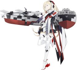  1girl akira_(kadokawa) blonde_hair blue_eyes breasts dress gloves hair_between_eyes kantai_collection large_breasts long_hair looking_at_viewer machinery mole mole_under_eye mole_under_mouth official_art richelieu_(kancolle) richelieu_deux_(kancolle) smile solo transparent_background turret 