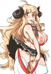 1girl anila_(granblue_fantasy) bad_id bad_pixiv_id blonde_hair blonde_pubic_hair clothes_lift female_masturbation female_pubic_hair fingering gran_(granblue_fantasy) hand_to_own_mouth horns inverted_nipples long_hair looking_down masturbation nipples orange_eyes partially_undressed pubic_hair pussy pussy_juice pussy_juice_trail sheep_horns skirt skirt_lift smug solo thighhighs wind wind_lift yellow_eyes rating:Explicit score:16 user:danbooru