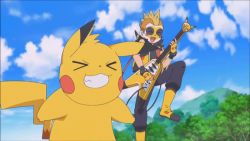  &gt;_&lt; animated animated_gif creatures_(company) game_freak gen_1_pokemon guitar instrument mohawk nintendo pikachu pokemon pokemon_(anime) pokemon_(creature)  rating:Sensitive score:6 user:MaskedKitsune