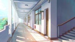 chinese_commentary chinese_text cloud commentary_request door highres house light no_humans original pillar plant scenery school shade sign sky stairs sunlight tree wall window xingzhi_lv rating:General score:6 user:danbooru