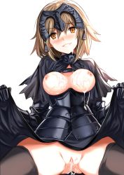  1girl akagami25 armor armored_dress blonde_hair blush braid breasts breasts_out clothes_lift cum cum_in_pussy cum_on_body cum_on_breasts cum_on_upper_body dress facial fate/apocrypha fate/grand_order fate_(series) gauntlets headpiece highres jeanne_d&#039;arc_(fate) jeanne_d&#039;arc_alter_(avenger)_(fate) jeanne_d&#039;arc_alter_(fate) long_hair nipples purple_eyes ruler_(fate/grand_order) single_braid skirt skirt_lift solo thighhighs uncensored 