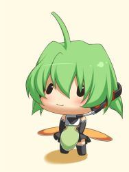 ahoge blush boots c: chibi fl-chan fl_studio green_hair headset official_art open_mouth simple_background uruido  rating:Sensitive score:1 user:PearFinch