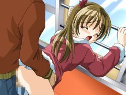 animated animated_gif bent_over blush bottomless brown_hair censored clothed_sex doggystyle inmai_baby loli long_hair looking_back momohashi_maina no_panties sex sex_from_behind rating:Explicit score:179 user:Muitsu
