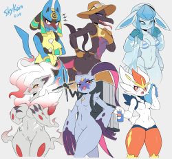  6+girls :&gt; :3 angry animal_ears animal_hands animal_nose artist_name ass averting_eyes backpack bag bare_shoulders big_hair bikini bikini_under_clothes black_fur black_skin blue_bikini blue_fur blue_hair blue_jacket blue_sclera blush body_fur breast_hold breasts bright_pupils brown-framed_eyewear brown_bikini brown_gloves brown_headwear brown_thighhighs buck_teeth can chest_jewel cinderace claws clenched_teeth clothing_cutout collarbone colored_sclera colored_skin constricted_pupils covering_breasts covering_crotch covering_privates cowboy_shot creatures_(company) cropped_legs dated death_stranding drink_can ears_down egyptian_clothes embarrassed eyewear_on_headwear fangs female_focus fingerless_gloves flat_color forehead_jewel furry furry_female game_freak gen_4_pokemon gen_7_pokemon gen_8_pokemon glaceon glasses gloves gold gradient_hair grey_background grey_fur grey_outline groin hair_over_one_eye half-closed_eyes hand_on_own_hip hands_up happy hat headpiece highleg highleg_bikini highres hisuian_zoroark holding holding_towel hood hood_up hooded_jacket jacket jewelry lightning_bolt_symbol lizard_tail long_hair long_tongue looking_at_viewer looking_to_the_side lucario lucario_(ruins) medium_breasts medium_hair multicolored_fur multicolored_hair multicolored_skin multiple_girls navel neck_fur neck_ring nintendo no_nipples no_pussy nude o-ring o-ring_bikini odradek one_eye_covered open_clothes open_jacket open_mouth personification pink_skin poke_ball_symbol pokemon pokemon_(creature) pokemon_unite purple_eyes purple_fur purple_sclera purple_skin rabbit_ears rabbit_girl rabbit_tail raincoat red_eyes red_fur red_hair reptile_girl salazzle semi-rimless_eyewear short_hair shy sidelocks sideways_mouth signature simple_background skindentation skykain slit_pupils small_breasts smile sneasler snout soda_can spikes standing stomach string_bikini striped_bikini striped_clothes sweat swimsuit tail tail_raised tail_through_clothes teeth thick_thighs thighhighs thighs tongue tongue_out towel two-tone_hair underboob v-shaped_eyebrows white_eyes white_fur white_hair white_pupils wide_hips wolf_ears wolf_girl wolf_tail yellow_fur yellow_gemstone yellow_sclera  rating:Sensitive score:112 user:AngryZapdos