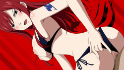 1boy 1girl anus artist_request ass bikini bikini_bottom_aside bikini_top_only black_eyes blush breasts breasts_out censored clothed_sex clothing_aside erza_scarlet fairy_tail girl_on_top hetero highres large_breasts legs long_hair looking_back mosaic_censoring nipples open_mouth penis ponytail pussy red_background red_hair reverse_cowgirl_position sex sex_from_behind simple_background straddling swimsuit tattoo thighs vaginal rating:Explicit score:45 user:Ynyswydryn
