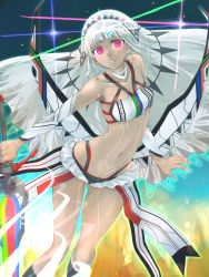  1girl altera_(fate) bare_shoulders breasts dark_skin dark-skinned_female detached_sleeves fate/grand_order fate_(series) female_focus highres looking_at_viewer miyaji solo sword tattoo veil weapon white_hair  rating:Sensitive score:6 user:Tinfoilforest