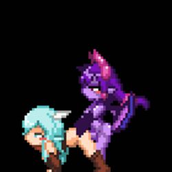  2girls all_fours animated animated_gif ass_grab black_background blue_eyes blueskin_no_mori boots bouncing_breasts breasts colored_skin demon_girl demon_wings doggystyle futa_with_female futanari horns long_hair lowres moaning monster_girl multiple_girls nude pixel_art pointy_ears purple_hair purple_skin red_eyes resized sex sex_from_behind torso_grab upscaled wings zell_(999)  rating:Explicit score:169 user:Nubaleen