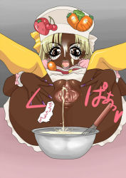 anus ass batter bowl cervix clitoris cooking dark_skin food food_on_face ganguro hat kneehighs lipstick makeup open_mouth peeing purple_nails pussy spread_legs spread_pussy uncensored urethra peeing whisk rating:Explicit score:18 user:theakizo