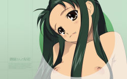 00s 1girl breasts fang female_focus green_hair highres long_hair nipples solo suzumiya_haruhi_no_yuuutsu third-party_edit topless tsuruya rating:Explicit score:7 user:danbooru