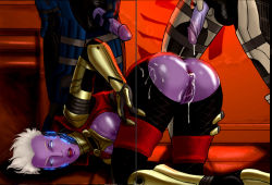 aftersex anus ass bloodfart breasts cum cum_in_ass cum_on_ass mass_effect nipples penis purple_skin pussy quarian top-down_bottom-up uncensored white_hair rating:Explicit score:0 user:microw