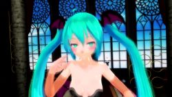  3d animated blue_eyes blue_hair demon_wings femdom hatsune_miku headband laughing tongue vore wings  rating:Explicit score:54 user:Sasswot