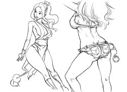 2girls ass back bad_id bb_(baalbuddy) breasts butt_crack capcom cuffs denim denim_shorts drawfag fatal_fury final_fight from_behind greyscale inactive_account japanese_clothes large_breasts lineart long_hair monochrome multiple_girls poison_(final_fight) shiranui_mai short_shorts shorts sideboob snk strapless the_king_of_fighters tube_top very_long_hair rating:Sensitive score:23 user:danbooru