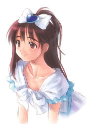 00s 1girl areola_slip blush bow brown_eyes brown_hair capelet collarbone cure_white downblouse dress flat_chest frills from_side futari_wa_precure goto_p hair_bow hair_ornament half_updo heart heart_hair_ornament leaning_forward light_smile long_hair looking_to_the_side lowres magical_girl nipple_slip nipples no_bra precure realistic simple_background smile solo sweat upper_body white_background white_dress yukishiro_honoka rating:Questionable score:15 user:danbooru
