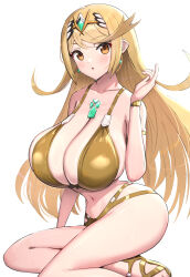  1girl absurdres alternate_costume bikini breasts gonzarez highres huge_breasts mythra_(xenoblade) solo swimsuit xenoblade_chronicles_(series) xenoblade_chronicles_2  rating:Sensitive score:11 user:RIG