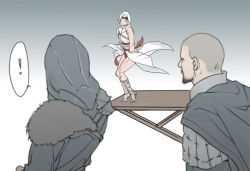  1girl 2boys assassin&#039;s_creed assassin&#039;s_creed:_revelations assassin&#039;s_creed_(series) assassin&#039;s_creed_i bald bare_shoulders beard cape coat cosplay crossdressing facial_hair fur gender_request genderswap hood marilyn_monroe marilyn_monroe_(cosplay) multiple_boys parody style_parody  rating:Questionable score:19 user:berufegoru