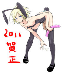  10s 1boy 2011 anal anal_object_insertion anal_tail androgynous animal_ears bent_over black_footwear black_thighhighs blonde_hair blue_eyes butt_plug collarbone crossdressing cum cumdrip dildo double_dildo fake_animal_ears fake_tail leotard looking_at_viewer male_focus male_penetrated mary_janes new_year nipple_slip nipples object_insertion penis playboy_bunny rabbit_ears rabbit_tail sex_toy shiny_skin shoes smile solo swept_bangs tail thighhighs trap u-suke uncensored  rating:Explicit score:172 user:notrag