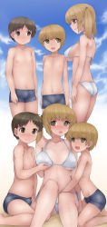 1girl 2boys abubu age_difference ass bare_shoulders beach bikini blonde_hair blush breasts brother_and_sister brown_eyes brown_hair bulge collarbone eye_contact grabbing grabbing_another&#039;s_breast hand_in_panties hetero highres incest kneeling large_breasts legs long_hair long_image looking_at_another multiple_boys navel open_mouth original outdoors panties sand short_hair shorts shota siblings side-tie_bikini_bottom sitting standing swimsuit tall_image teenage_girl_and_younger_boy trembling twintails underwear white_bikini yellow_eyes rating:Explicit score:94 user:huzzaman