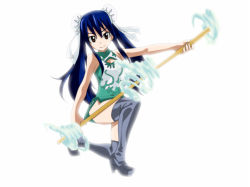 1girl blue_hair brown_eyes child china_dress chinese_clothes dress fairy_tail mashima_hiro simple_background smile solo staff stilettos third-party_edit wendy_marvell rating:Sensitive score:25 user:Darknesslover5000