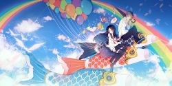  1boy 1girl cloud highres kite koi md5_mismatch original rainbow reira_(zetalatte) sky surreal tagme 