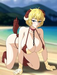  1girl beach breasts huge_breasts ocean ryouna_(senran_kagura) senran_kagura solo yeezusdraw 
