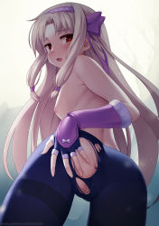 1girl anus ass black_pantyhose blonde_hair blush bow breasts clitoris fate/grand_order fate_(series) fingerless_gloves from_behind gloves hair_bow hair_ornament headband loli long_hair nipples open_mouth pantyhose parted_bangs patreon_username purple_bow pussy red_eyes see-through sidelocks sitonai_(fate) small_breasts solo standing thighband_pantyhose topless torn_clothes torn_pantyhose uncensored very_long_hair watermark web_address zen33n rating:Explicit score:257 user:danbooru