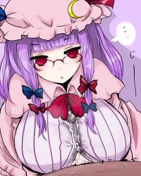:&lt; breasts cleavage cum cum_on_body cum_on_breasts cum_on_clothes cum_on_upper_body glasses han_(jackpot) hat huge_breasts paizuri paizuri_under_clothes patchouli_knowledge penis penis_under_another&#039;s_clothes perpendicular_paizuri purple_hair red_eyes touhou rating:Explicit score:62 user:|XXX|