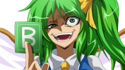  1girl bow daiyousei green_eyes green_hair hair_bow highres parody ten&#039;yoku touhou yu-gi-oh!  rating:Sensitive score:3 user:hamsterduck