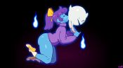 animated ass blue_skin bow cheek_bulge colored_skin floating ghost handjob highres live2d marina_(noill) no_pants noill oral penis ponytail purple_hair saliva shoes socks sound sweat testicle_sucking thighs tongue turtleneck video wisp rating:Explicit score:366 user:moity
