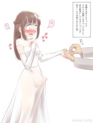  2boys blush braid breasts bridal_gauntlets bride brown_hair bulge crossdressing dress erection erection_under_clothes jewelry kana_(kana_mtftg) long_hair male_bride multiple_boys open_mouth ring simple_background single_braid small_breasts translated trap wedding_dress wedding_ring white_background yaoi  rating:Questionable score:350 user:Twappi