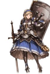 10s 1girl alpha_transparency armor armored_dress blonde_hair carrying_over_shoulder djeeta_(granblue_fantasy) fortress_(granblue_fantasy) full_body granblue_fantasy hairband minaba_hideo official_art shield shield_on_back solo sword transparent_background weapon rating:Sensitive score:11 user:danbooru