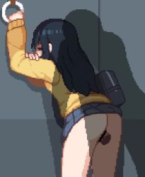  1boy 1girl animated bag bar_censor black_hair censored closed_mouth clothed_sex commission cowboy_shot cum cum_in_pussy cum_overflow grey_skirt hetero invisible_man looking_back mieruko-chan miniskirt no_panties osimder paid_reward_available penis pixel_art pleated_skirt pussy rape school_bag school_uniform sex sex_from_behind shoulder_bag skeb_commission skirt solo_focus sweater train train_interior vaginal video yellow_eyes yellow_sweater yotsuya_miko  rating:Explicit score:340 user:MonsieurCinq